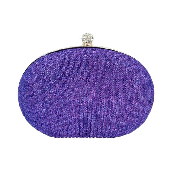 Tigerstars Chic Purple Satin Pleated Minaudiere Evening Bag Case - Picture 1 of 2